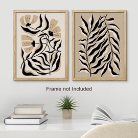 SIGNWIN Adhesive Canvas Poster Set Abstract Botanical Line Monochrome Floral and Foliage Nature Wilderness Illustrations Modern Art Decorative Farmhouse/Country Cozy Colorful for Bedroom - 11"x14"x 2