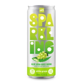 ALO Sparkling White Grape Carbonated Aloe Vera Juice Drink | 11.2 fl oz, Pack of 6 | Plant-Based Beverage, Vegan