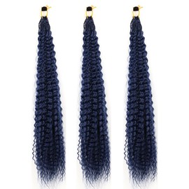 BALINGHAIR Ocean Wave Crochet Hair 24 Inch 3 Packs Deep Wave Crochet Hair for Women Goddess Box Braids Crochet Braids Hair Extension Dark Blue