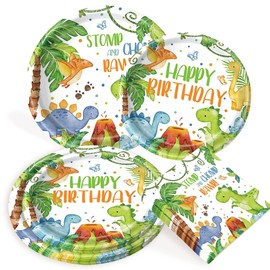 Dinosaur Party Supplies Dinosaur Party Plates Napkins for Boys Dino Birthday Party Decorations Dessert Plates Napkins Serves 20 Guests