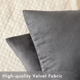 Slozzi Set of 2 Velvet Cushion Covers, Household Decorative Cushion Cover, Soft Sofa Cushion for Sofa, Bedroom, Living Room, 50 x 50 cm, Dark Grey