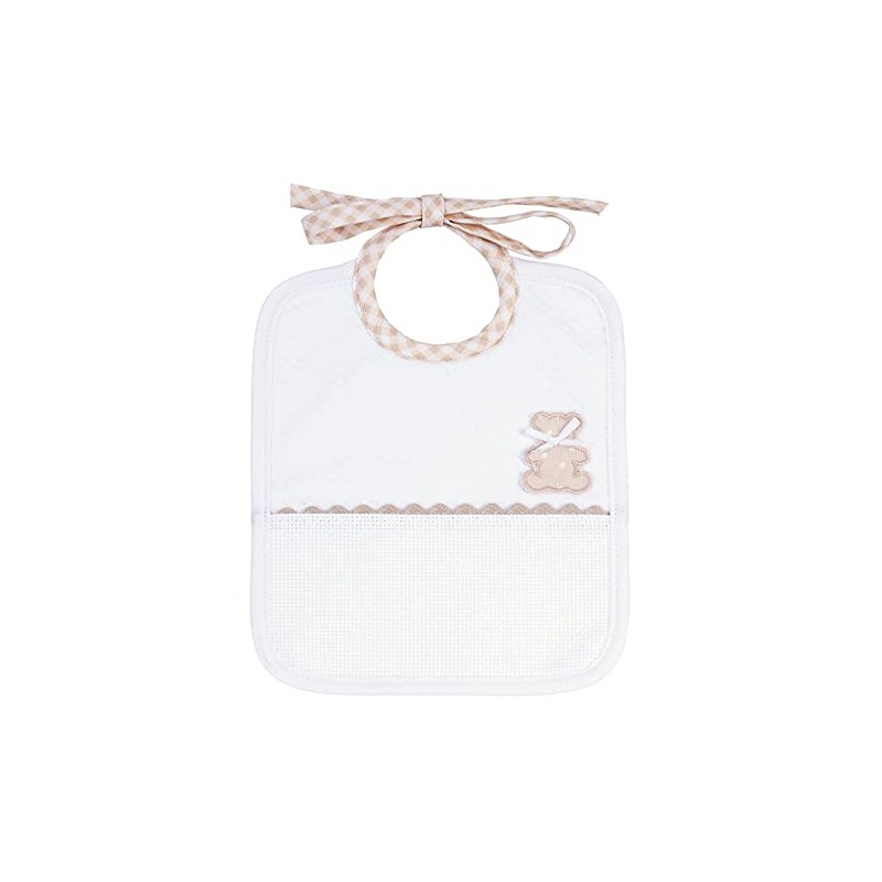 Filet Rectangular Soft Fabric Bib with White Diamond Pattern with