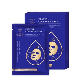 Bella Glamore Mascarilla Facial De Belleza Con Colágeno Cristalino, Mascarilla De Spa Facial, Esencia Vegetal, Algas Marinas, Ácido Hialurónico,...   