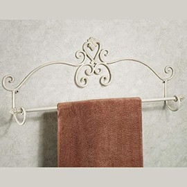 Touch of Class Aldabella Scroll Wall Mount Towel Bar - Metal - Creamy Gold Finish - 24 Inch Wide Rack for Bathroom, En Suite, Kitchen, Bar, Restaurant - Decor for Organization & Ease