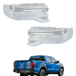 labwork Chrome Rear Bumper End Cap Driver and Passenger Side 2PCS Bumper Face Bars Replacement for Ranger 2019-2023 without Park Assist Sensors Hole FO1102394