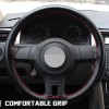 CHUSYYRAY 14 inch Black Car Steering Wheel Cover Leather With