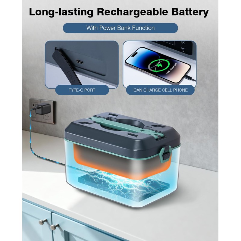 SKEOS Cordless Electric Lunch Box for Adults, Heated Lunch Box