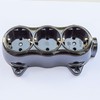 Socket fix, retro, 3-way, 16A-250V, surface-mounted, brass, thick, black, retro