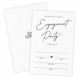 TPYEN 25 Engagement Party Invitations With Envelopes - Minimalism Fill In Style Invites For Newlyweds, Mr & Mrs, Engagement Receptions, Party Favor (Ivory-A01)