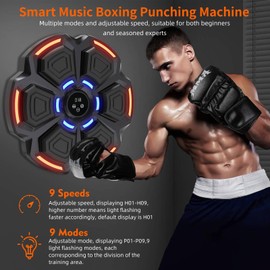 Music Boxing Punching Machine for Adults - 9 Modes & 9 Speeds, Bluetooth Music Punching Machine with Gloves, Electronic LED Boxing Training Equipment Wall Mounted,Home Indoor Workout Trainer Equipment