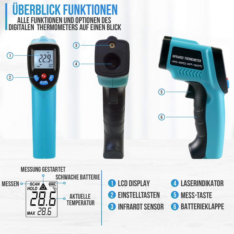 Strex Digital Infrared Thermometer - Range -50 to +550 °C