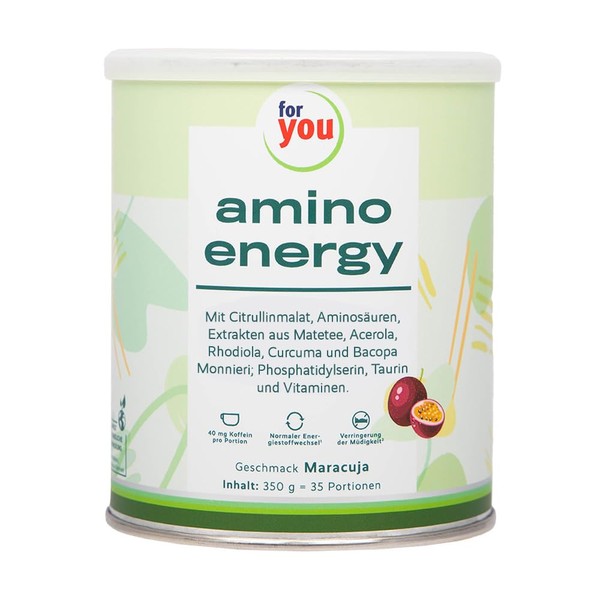 amino energy Passion Fruit I Pre-Workout Booster | 350 g Amino Acids Powder with Citrulline Malate, Dextrin, L-Tyrosine, Taurine, Caffeine from Mate Tea Extract | for More Energy Concentration