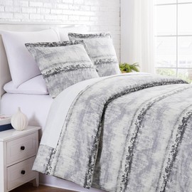 Southshore Fine Living, Inc. 100% Cotton Duvet Cover Twin/Twin XL Size - Silky Soft Floral Bedding Cotton Comforter Cover, Twin/Twin XL Size, 300 Thread Count Sateen, Grey