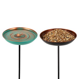 VEWOGARDEN 2Pcs Small Bird Bath for Outside with Metal Stake Birdbaths for Outdoors Garden Yard Patio Decoration