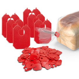 MT Products Red Plastic Bread Clips 7/8" x 1 1/8" - Disposable Plastic Clips - Pack of 100