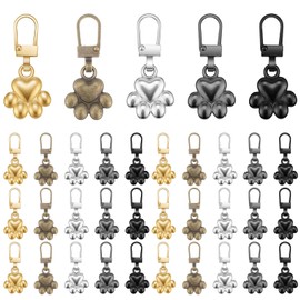 Elegaperma 30pcs Zipper Pulls Charms, Dog Paw Zipper Pull Charms, Metal Decorative Zippers Charm Replacement for Luggage Backpacks Purses Jackets Handbags Keychain DIY Crafts Jewellery Making