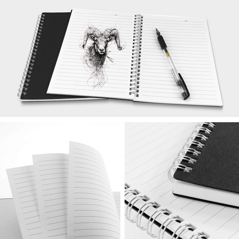 ZZTX Sprial Notebook Kraft Soft Cover College Ruled Notebooks, Wirebound
