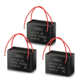 CBB61 450V AC 4UF 50/60HZ ANGEEK Starter Capacitor, AC Motor Capacitor, Suitable for Ceiling Fan, Fan, Cooker Hoods (Pack of 3)