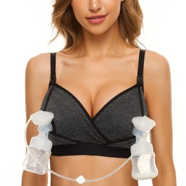 Pumping Bra Hands Free Pumping Nursing Bra, Breast Pump Bra Hands Free, Adjustable Wireless Comfortable Breast Pumping Bra Hands Free Fits Breast Pumps, Small-XX-Large (Grey, Medium)