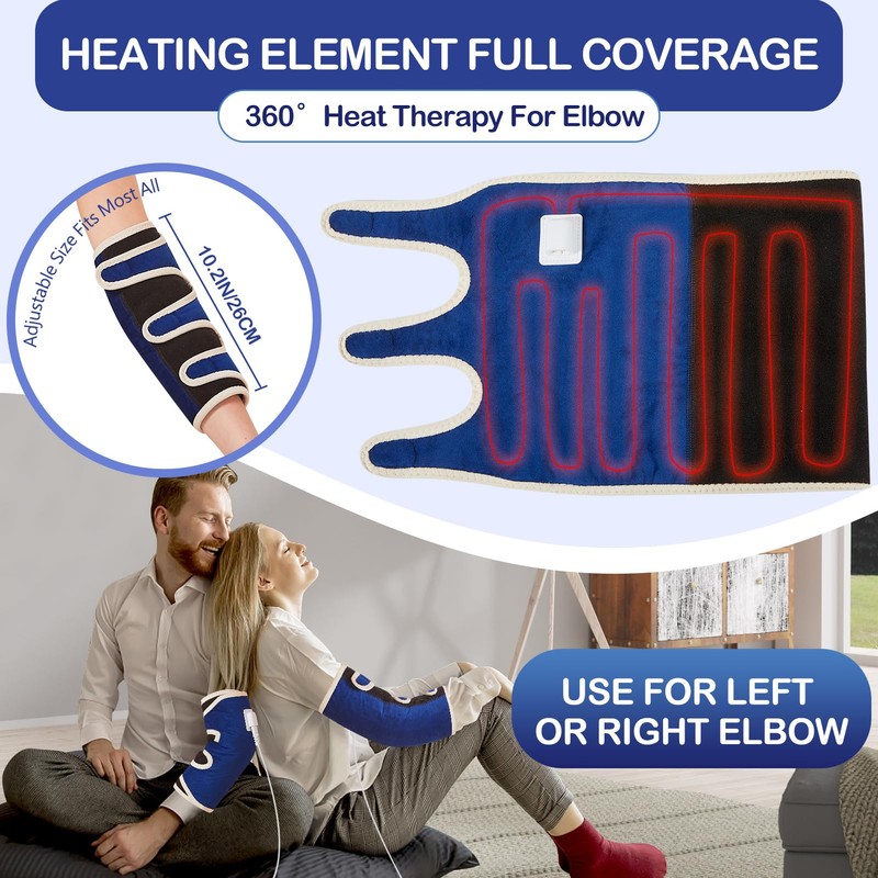 JOBYNA Elbow Heating Pad, Adjustable Tennis Elbow Pad for Men