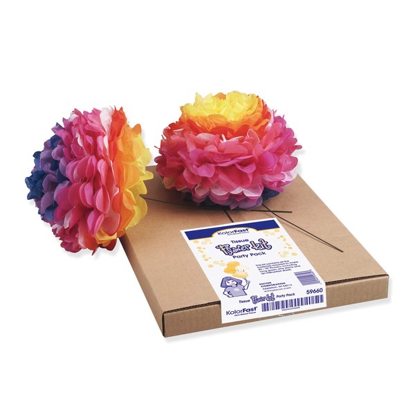 PACON "KolorFast Tissue Flower Kit, Party Pack, 10"", 84 Flowers"