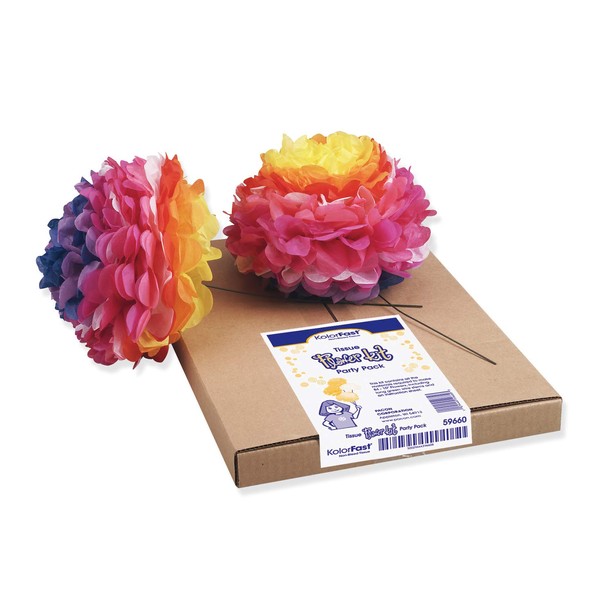 PACON "KolorFast Tissue Flower Kit, Party Pack, 10"", 84 Flowers" (P0059660)