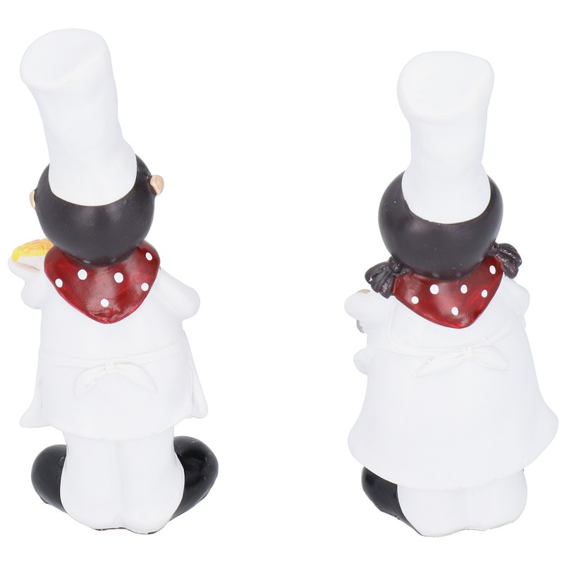 Resin Couple Chef Figurine Sculptures Statues Decor Kitchen Bar Cabinet