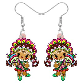 TIZURO Christmas Acrylic Cute Colorful Candy Gingerbread Man Earrings Sweet Dessert Dangle Novelty Jewellry For Women Charms Winter Xmas Costume Decor (Multicolor)