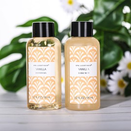 Bath Spa Gifts Sets for Women, Spa Luxetique 6pc Vanilla Travel Bath Kit with Body Lotion, Bubble Bath, Shower Gel, Bar Soap, Hand Cream & More. Relaxing Spa Gift Box, Birthday & Christmas Gift Idea.