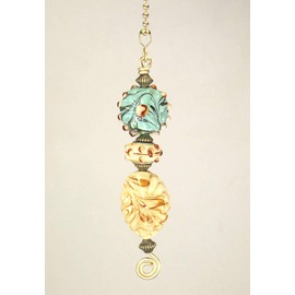 Arts & Crafts Lampwork Glass Natural Earthen Green Ceiling Fan Pull