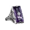 Yuren 925 Silver Large Amethyst Gem Band Ring Wedding Proposed