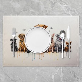 Feelyou Dog Placemats Set of 4 Cute Puppy Print Table Place Mats for Kids Boys Girls Dachshund Placemat for Kitchen Dining Table 18"x12" Lovely Aniaml Dog Indoor Outdoor Decor Table Mats