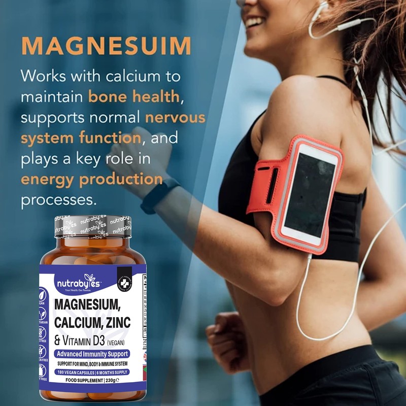 Magnesium Calcium Zinc & Vitamin D3 Vegan Supplement, Advanced Immunity