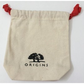 Origins New 3 Origins BEIGE Canvas with RED Draw String Pouch Makeup Cosmetic Bag
