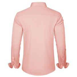 J.VER Men's Dress Shirts Solid Long Sleeve Stretch Wrinkle-Free Formal Shirt Business Casual Button Down Shirts Coral XXL
