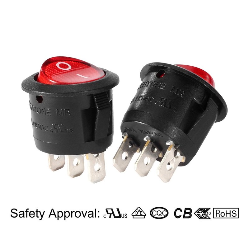 uxcell Red Lamp Backlit On/Off 3 Terminal SPST 2 Position