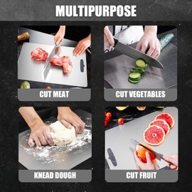 Titanium Cutting Board-316L Stainless Steel Cutting Boards for Kitchen, Double Sided Food Grade, Titanium Cutting Mat Chopping Boards for Meat Fruit & Vegetable Various Cooking Tasks(1PC-L 9x13.5 in)