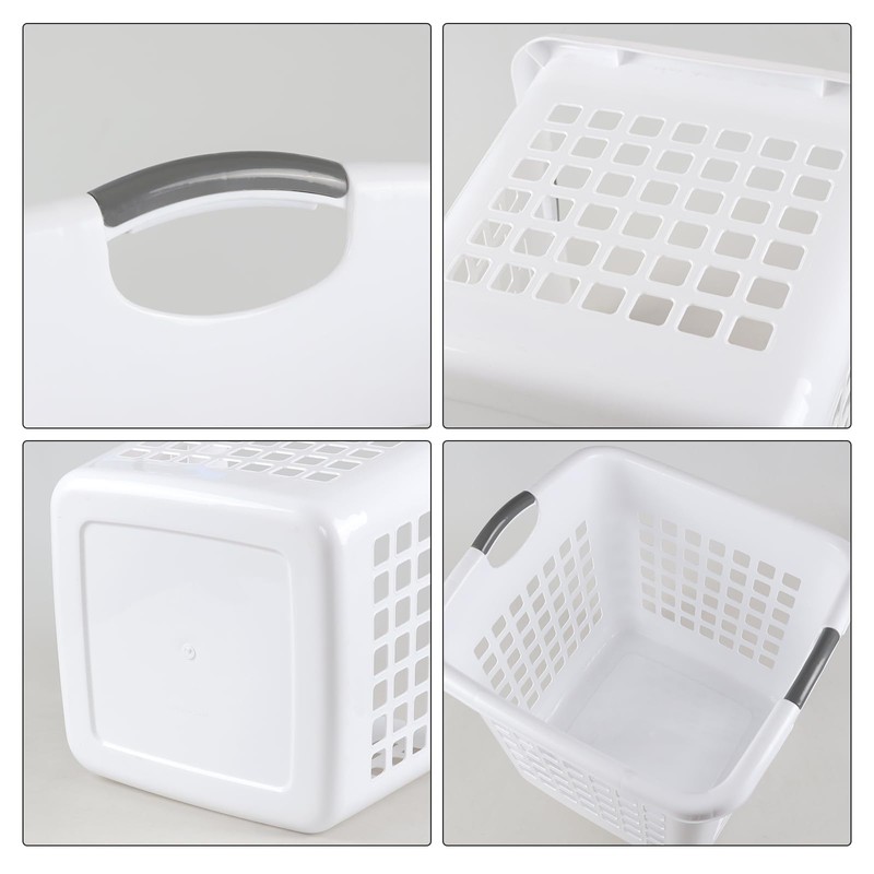 Anbers 4-Pack 72L Large Plastic Laundry Hamper Basket, White Dirty