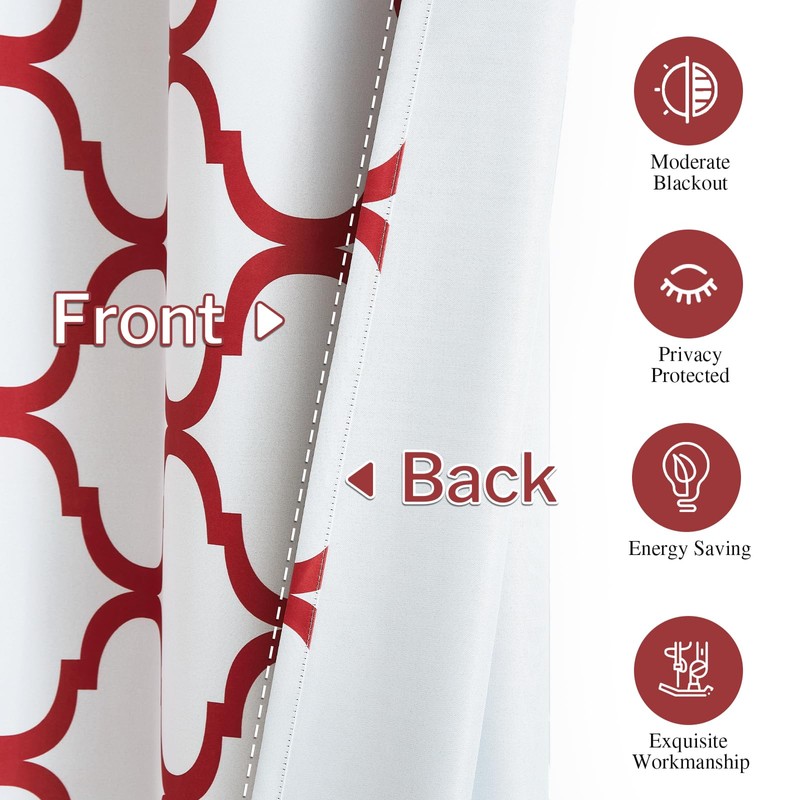 Melodieux Moroccan Printed Room Darkening Blackout Grommet Curtains for Bedroom