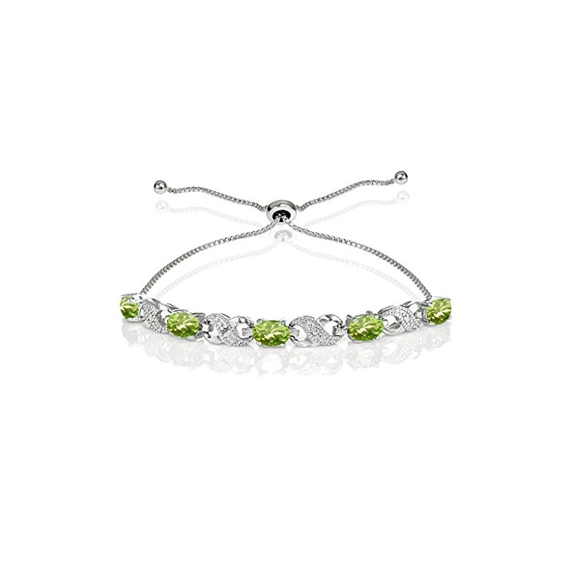 Ice Gems Sterling Silver Genuine Peridot Infinity Adjustable Bracelet