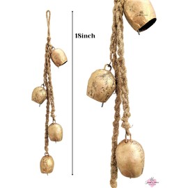 Sparkle Dreams Rustic Style 4 Round Bells Hanging Cluster Small Cow Bells for Crafts Christmas Tree Jingle Hanging Bells
