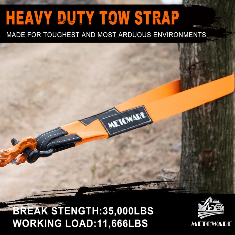 METOWARE Tree Saver Tow Strap 3'' × 8ft Recovery Strap,
