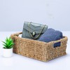 Large Natural Wicker Basket Rectangular with Wooden Handles, Seagrass Storage