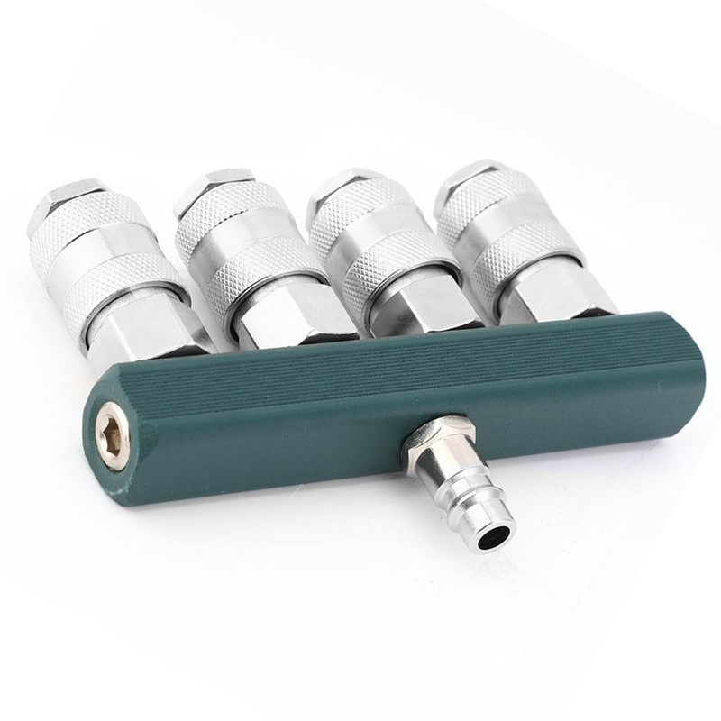 4 Way Air Hose Splitter, T 5 Port Quick Connect