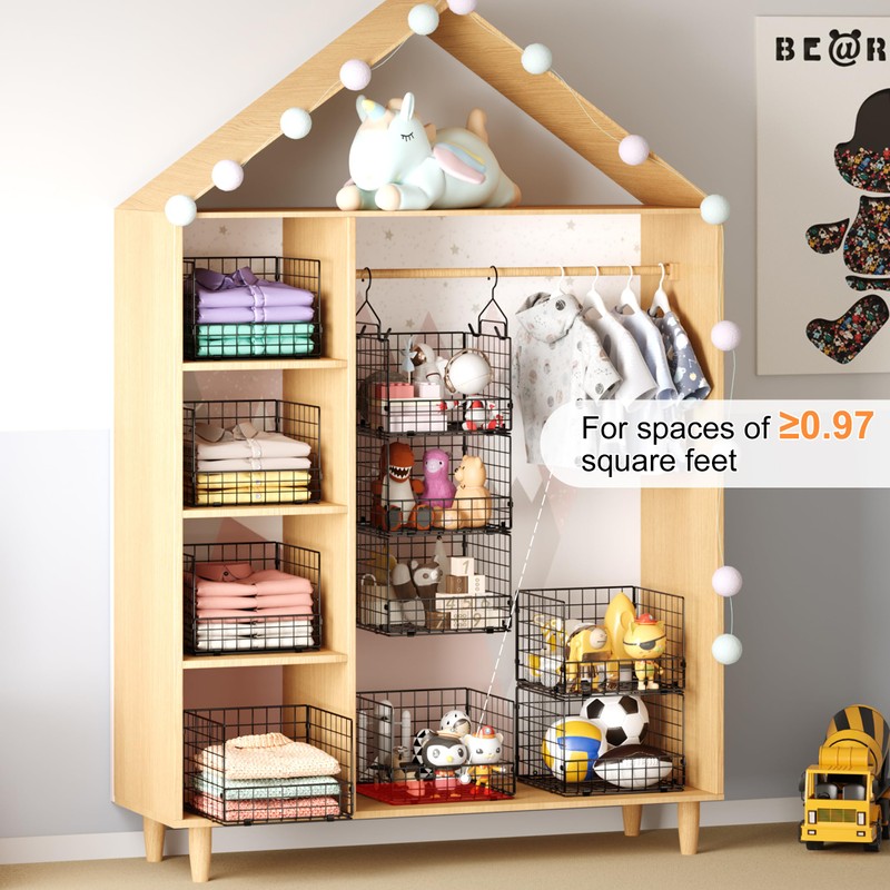 Sonyabecca 3-Tier Hanging Closet Organizer, Foldable Cabinet Wire Storage Basket