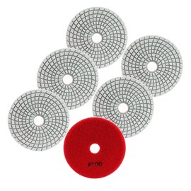 FOCSTOL Diamond Wet Polishing Discs - Pack of 6 100 mm Grit 100 Diamond Sanding Pad for Granite Marble Artificial Stone Quartz for Angle Grinder