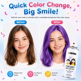 Purple Hair Spray Temporary Hair Color Spray for Kids Women Men, Temporary Purple Hair Dye, Washable 1-Day Hair Color Wax With Non Damaging for Halloween Makeup, Cosplay, (4.06 oz)