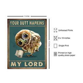 Funny Bathroom Decor - Owl Wall Decor - Butt Napkins - Bathroom Wall Decor - Guest Bathroom Decorations - Bath Wall Decor - Powder Room - Restroom Sign - Bathroom Decor for Women