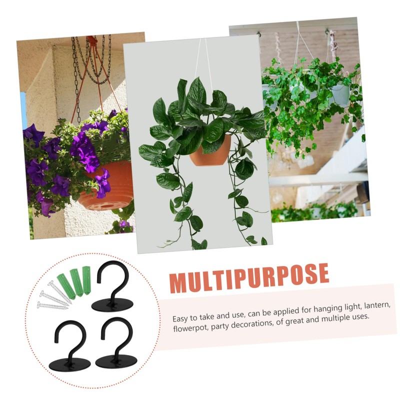 Totority 1set Ceiling Hooks for Hanging Plants Wall Mount Hangers