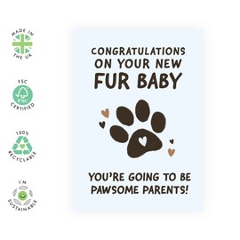 Central 23 New Fur Baby Card - Congrats on Your New Dog Card - 'Pawsome Parents' - New Puppy Card - For New Fur Mum and Dad - Comes With Fun Stickers - Vegan Ink - Made In The UK